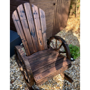 Garden Rocking Chair Rustic Wooden Seat Adirondack Outdoor Patio Sun Lounger - Image 3
