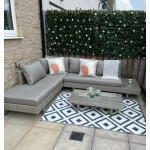 Corner Garden Furniture Conservatory Patio Set Rattan Metal Sofa Lounge Table
