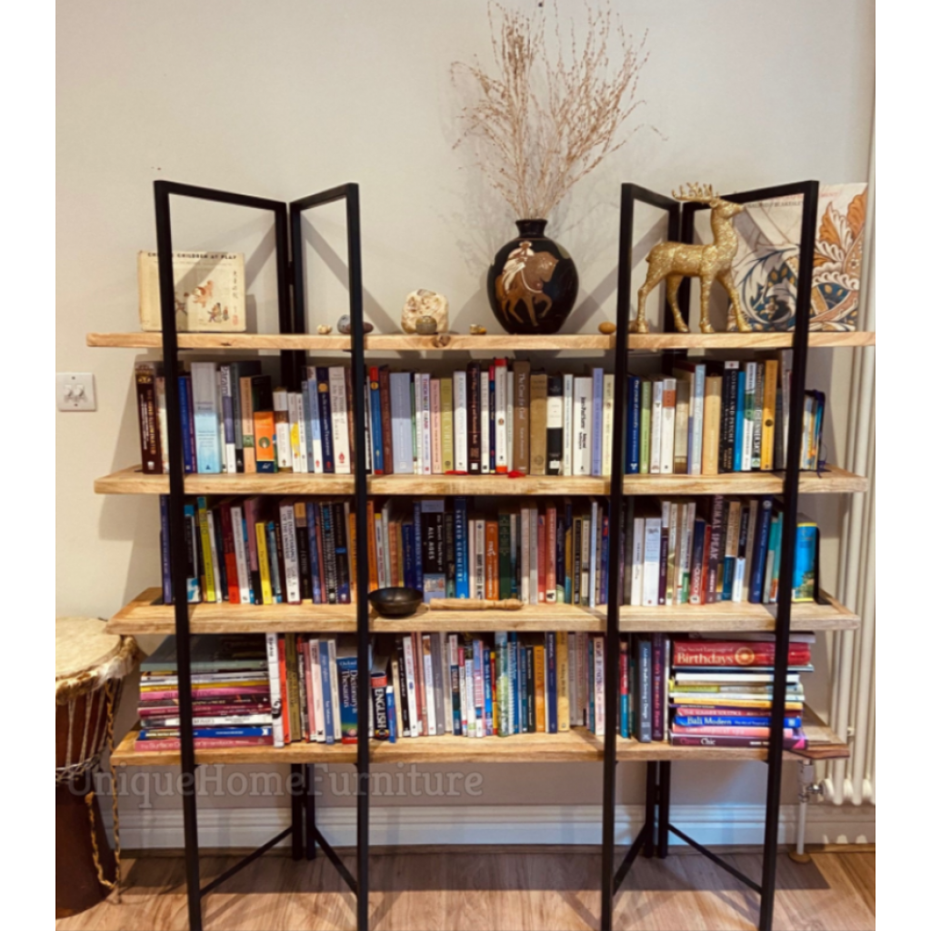 Tall Industrial Bookcase Vintage Style Large Rustic Metal Display ...