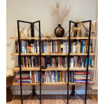 Tall Industrial Bookcase Vintage Style Large Rustic Metal Display Cabinet Solid Wood Shelving Unit