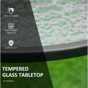 Round Garden Table Large Glass Dining Furniture Outdoor Metal Patio Bistro Deck - Image 4