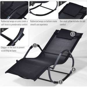 Metal Rocking Chair Patio Sun Lounger Deck Garden Armchair Outdoor Furniture - Image 3