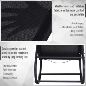 Metal Rocking Chair Patio Sun Lounger Deck Garden Armchair Outdoor Furniture - Image 4