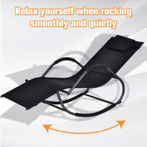 Metal Rocking Chair Patio Sun Lounger Deck Garden Armchair Outdoor Furniture - Image 6