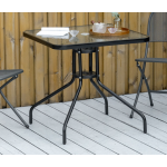 Square Garden Dining Table Metal Coffee Side Patio Furniture Outdoor Glass Bistro Cafe Shop
