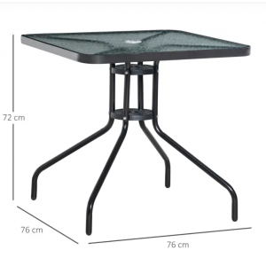 Square Garden Dining Table Metal Coffee Side Patio Furniture Outdoor Glass Bistro Cafe Shop - Image 5