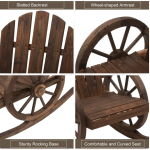 Garden Rocking Chair Rustic Wooden Seat Adirondack Outdoor Patio Sun Lounger - Image 5