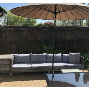 Rattan Lounge Set Grey Corner Furniture Garden Patio Glass Table Wicker Sofa - Image 4