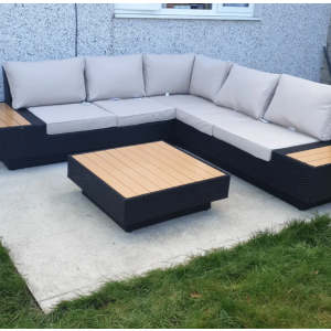 Luxury Garden Furniture Large Corner Sofa Set Lounge Rattan Patio Table Couch - Image 3