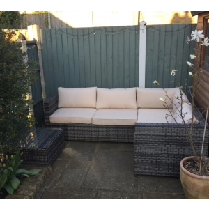 Garden Rattan Furniture Outdoor Wicker Patio Sofa Couch Set Cushion Glass Table - Image 3