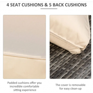 Garden Rattan Furniture Outdoor Wicker Patio Sofa Couch Set Cushion Glass Table - Image 4