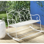 Garden Rocking Bench Metal White Furniture Love Seat Patio White Swing Chair