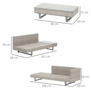 Corner Garden Furniture Conservatory Patio Set Rattan Metal Sofa Lounge Table - Image 4