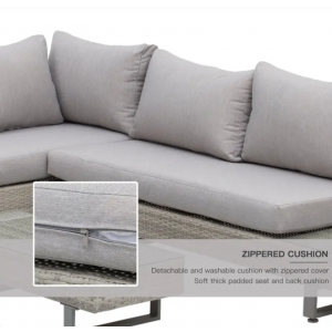 Corner Garden Furniture Conservatory Patio Set Rattan Metal Sofa Lounge Table - Image 6
