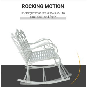 Garden Rocking Bench Metal White Furniture Love Seat Patio White Swing Chair - Image 5