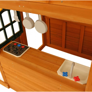 Kids Garden Playhouse Outdoor Children Slide Large Swing Set Wooden Tree House - Image 3
