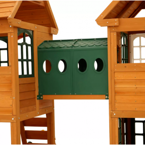 Kids Garden Playhouse Outdoor Children Slide Large Swing Set Wooden Tree House - Image 4