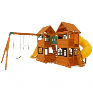 Kids Garden Playhouse Outdoor Children Slide Large Swing Set Wooden Tree House - Image 6