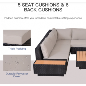 Luxury Garden Furniture Large Corner Sofa Set Lounge Rattan Patio Table Couch - Image 6