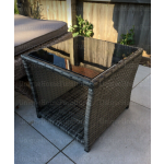 Garden Side Table Glass Rattan Furniture Small End Patio Grey Storage Coffee