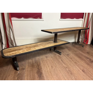 Large TV Stand Vintage Industrial Style Media Cabinet Rustic Solid Wood Metal Unit - Image 3