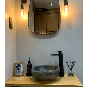 Stone Sink Basin Natural Bathroom Washroom Single Round Oval Washing Bowl (Large Size) - Image 3