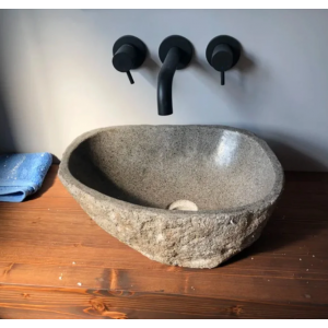 Stone Sink Basin Natural Bathroom Washroom Single Round Oval Washing Bowl (Large Size) - Image 8