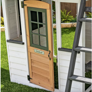 Wooden Garden Playhouse Large Slide Climbing Poles Kids Wendy Tree Play House - Image 3