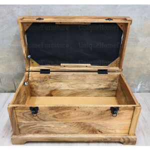 Rustic Storage Bench Vintage Leather Window Seat Industrial Solid Wood Shoe Box - Image 4