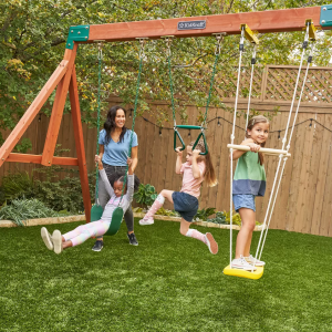 Kids Garden Playhouse Large Outdoor Swing Set Wooden Tree House Slide Playcentre - Image 3