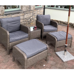 Rattan Garden Furniture Set Cushion Arm Chairs Footstools Porch Deck Patio Table - Image 4