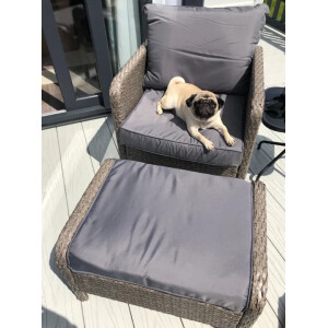 Rattan Garden Furniture Set Cushion Arm Chairs Footstools Porch Deck Patio Table - Image 3