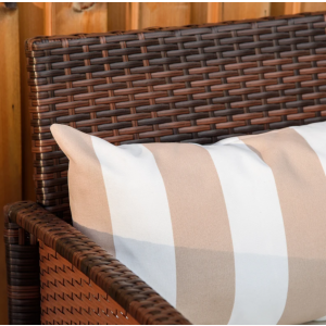 Brown Rattan Loveseat Patio Furniture Set Garden Conversation 2 Chair Table - Image 4