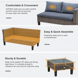 Conservatory Rattan Furniture Lounge Corner Sofa Set Garden Patio Glass Table - Image 5