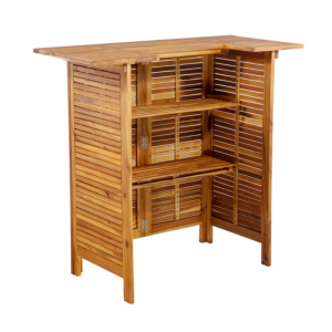 Garden Bar Table Solid Wood Furniture Tall Outdoor Patio Wooden Dining Storage - Image 4