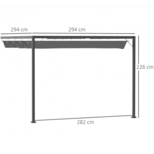 Wall Mounted Pergola Outdoor Shelter Retractable Lean To Patio Gazebo Canopy - Image 2