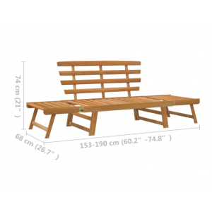 Wooden Garden Sofa Bed Outdoor Patio Furniture Seater Folding Bench Sun Lounger - Image 6