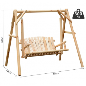 Rustic Swing Bench Outdoor Patio Furniture 2 Seater Wooden Rocking Chair Seat - Image 5