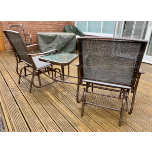Rocking Bistro Set Outdoor Garden Furniture Glider Armchair Table Metal Patio - Image 3
