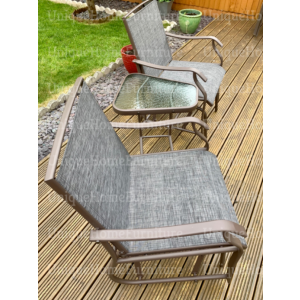 Rocking Bistro Set Outdoor Garden Furniture Glider Armchair Table Metal Patio - Image 4