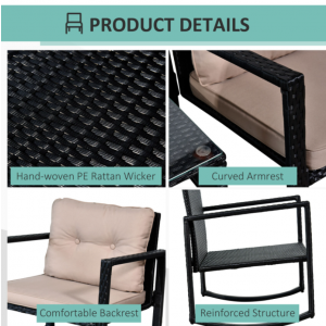 Rocking Garden Set Conservatory Patio Furniture Rattan Bistro Sofa Chair Table - Image 4