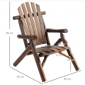 Rustic Garden Chair Wooden Adirondack Seat Outdoor Patio Lounge Park Armchair - Image 5