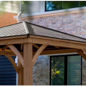 Large Wooden Gazebo Hot Tub Structure Outdoor Metal Roof Pergola Patio Shelter - Image 3
