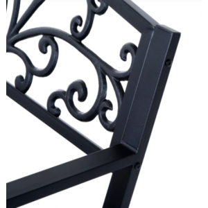 Metal Garden Bench 2 Seater Outdoor Patio Furniture Black Park Chair Loveseat - Image 3