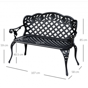 Metal Garden Love Seat French Garden Furniture 2 Seater Bench Cast Aluminium - Image 3
