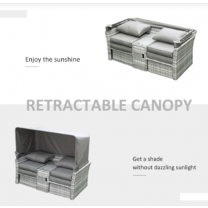 Large Rattan Sofa Set Garden Patio Furniture Wicker Coffee Table Day Bed Canopy - Image 7