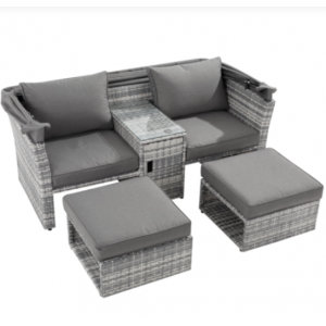 Large Rattan Sofa Set Garden Patio Furniture Wicker Coffee Table Day Bed Canopy - Image 9