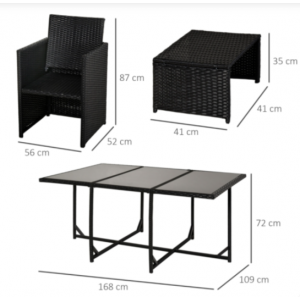 Large Rattan Dining Set Outdoor Garden Furniture Glass Table Chairs Wicker Stool - Image 4