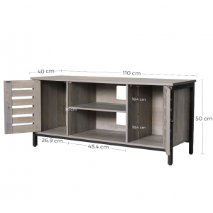 Rustic Grey TV Stand Vintage Industrial Style Media Storage Cabinet Metal Unit - Image 4