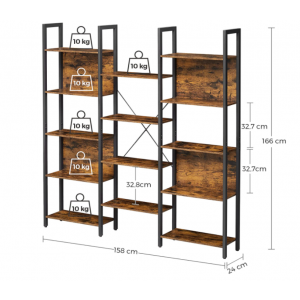 Large Industrial Bookcase Rustic Metal Ladder Shelf Unit Vintage Display Cabinet - Image 4